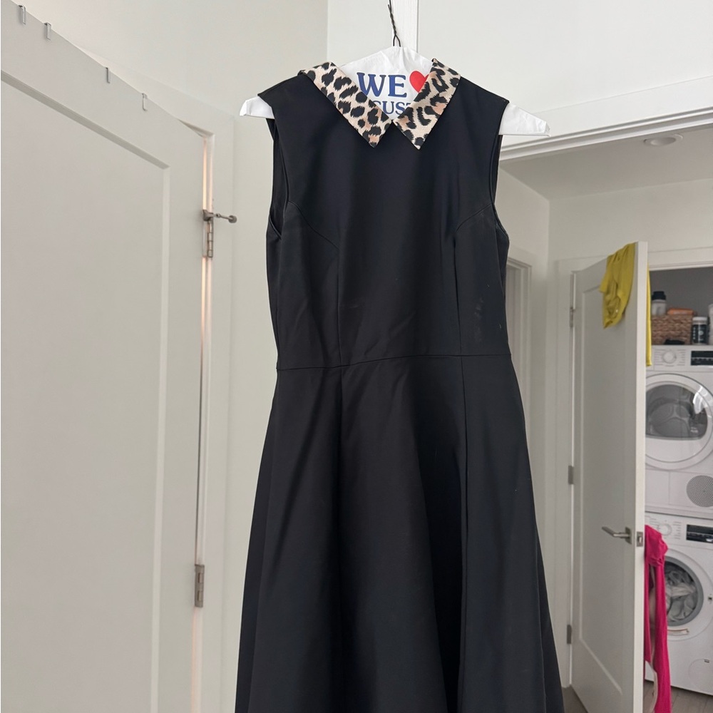 Kate spade Black Dress with Leopard Print Collar 
extra small size 2